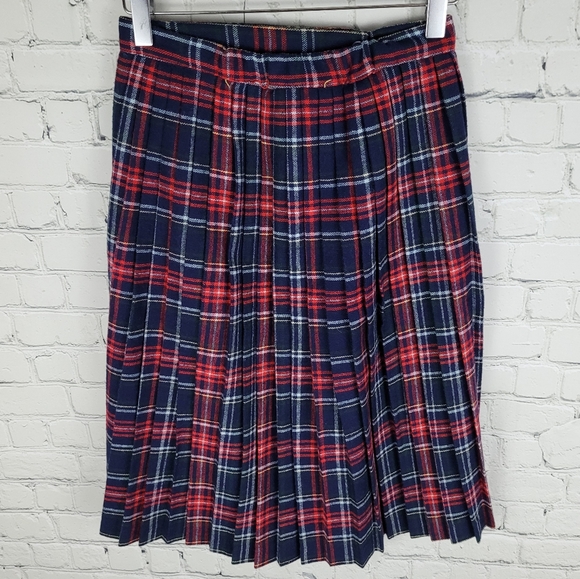 SEARS | vintage pleated plaid tartan true wrap schoolgirl school uniform skirt - Picture 4 of 6